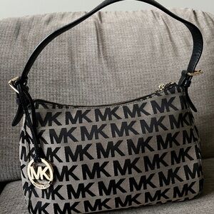 Michael Kors Black and Tan Signature Shoulder Bag